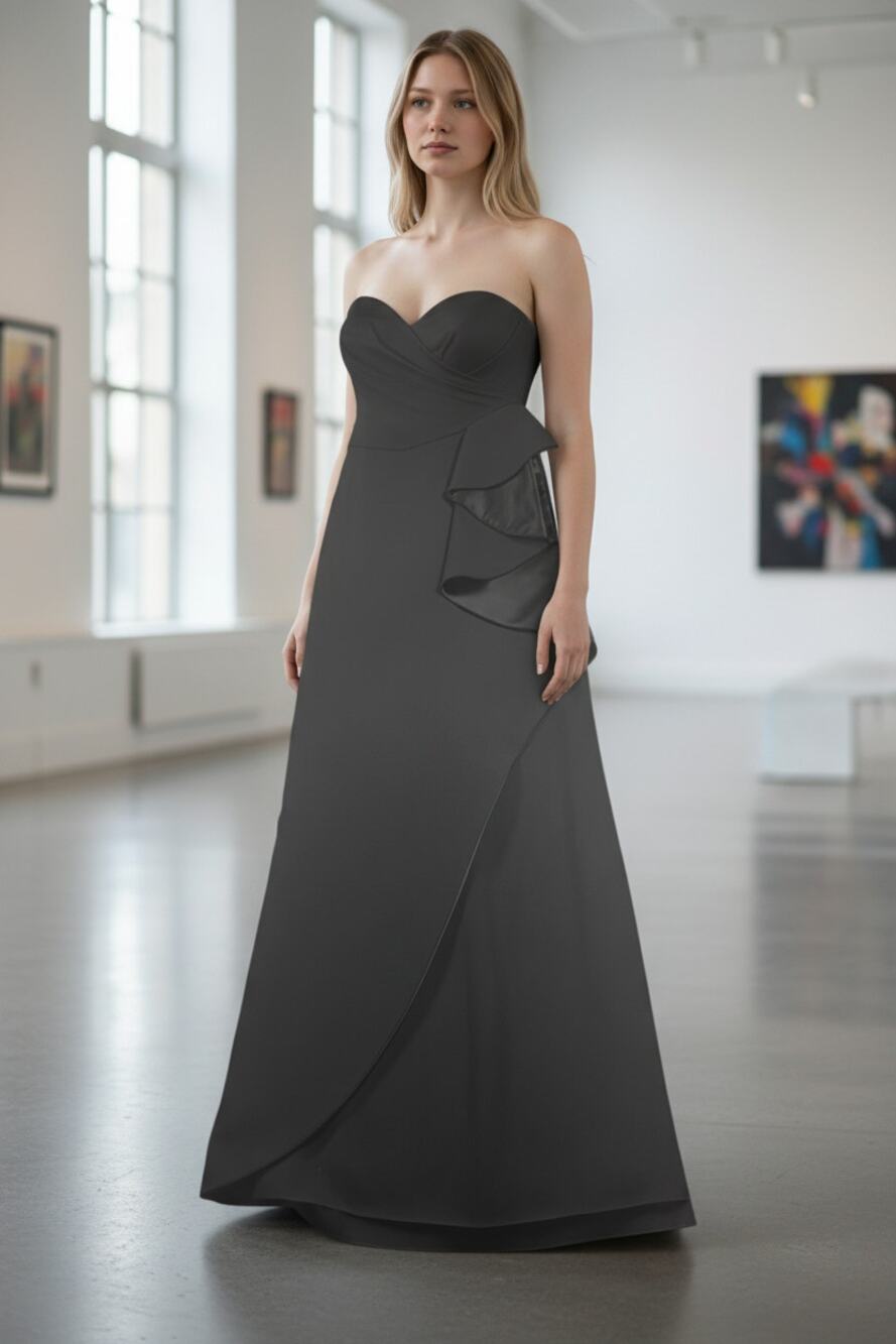 Armani Strapless Black Ballgown Crepe Satin Made in Italy Size 4